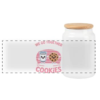 Milk and Cookies Best Friends Kawaii Design - Boîte à biscuits avec couvercle en bois - blanc - Devant