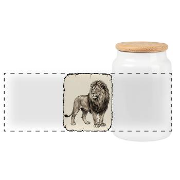 Lion Africa Reggae - Panoramic Cookie Jar with Wooden Lid - white - Front