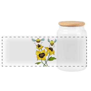 Insects - Panoramic Cookie Jar with Wooden Lid - white - Front