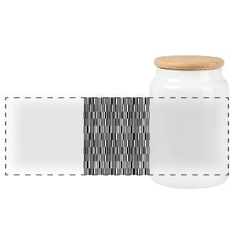 geometric lines design - Panoramic Cookie Jar with Wooden Lid - white - Front