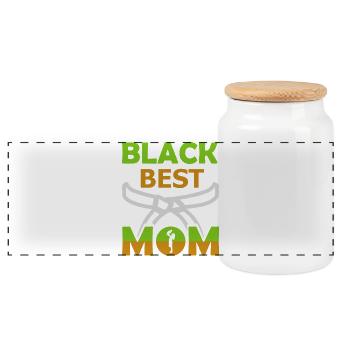 Schwarzes Bestes Mama-Shirt Stolze Mutter Geschenk - Panorama Keksdose mit Holzdeckel - Weiß - Vorne