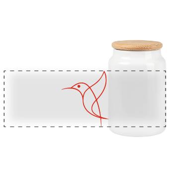 Sketch of a Red Bird - Panoramic Cookie Jar with Wooden Lid - white - Front