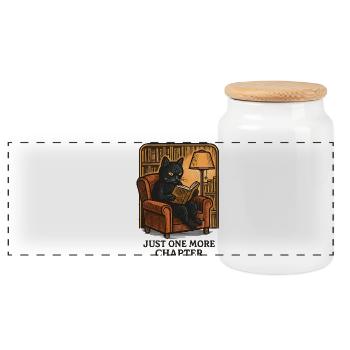 Un autre chapitre sur la lecture des chats - Boîte à biscuits avec couvercle en bois - blanc - Devant