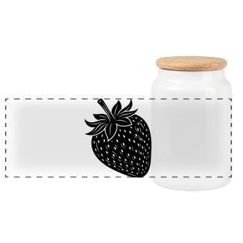 Strawberry Fruit Silhouette - Panorama Keksdose mit Holzdeckel - Weiß - Vorne
