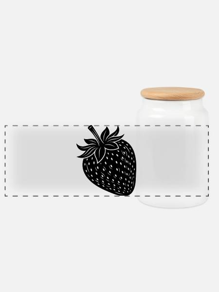 Strawberry Fruit Silhouette - Panorama Keksdose mit Holzdeckel - Weiß