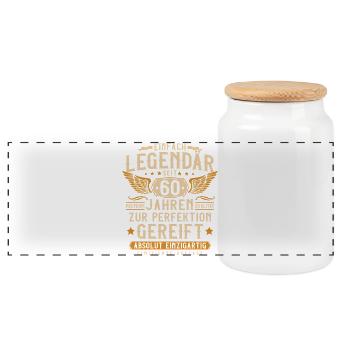 60 Jahre Legendär 60 Geburtstag Vintage Geschenk  - Panorama Keksdose mit Holzdeckel - Weiß - Vorne