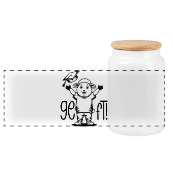 C’est fait ! Moutons - Boîte à biscuits avec couvercle en bois - blanc - Devant