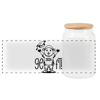 C’est fait ! Remise des diplômes Sheep Doctoral Hat Joy 2026 - Boîte à biscuits avec couvercle en bois - blanc - Devant