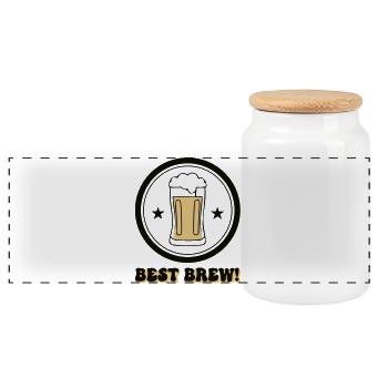 Kühles Best Brew Bier Emblem - Panorama Keksdose mit Holzdeckel - Weiß - Vorne