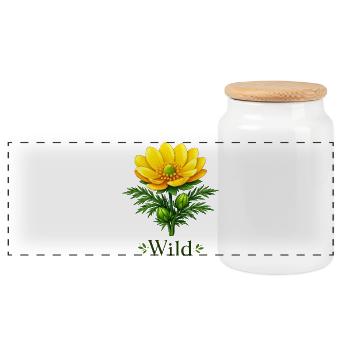 Adonis Beauty Beauté Fleurs sauvages jaunes Nature Décor floral - Boîte à biscuits avec couvercle en bois - blanc - Devant