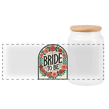 Bride To Be Floral Sign - Panoramic Cookie Jar with Wooden Lid - white - Front