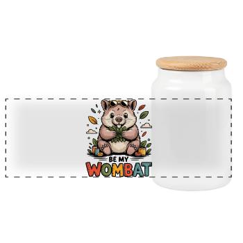 Süßer Wombat Love - Panorama Keksdose mit Holzdeckel - Weiß - Vorne
