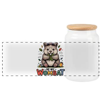 Süßer Wombat Love - Panorama Keksdose mit Holzdeckel - Weiß - Vorne