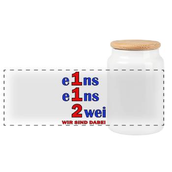 Eins Eins Zwei – Wir Sind Dabei - Feuerwehr - Panorama Keksdose mit Holzdeckel - Weiß - Vorne