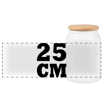 25 cm - Panoramic Cookie Jar with Wooden Lid - white - Front