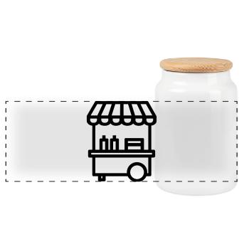Street Food Cart - Panoramic Cookie Jar with Wooden Lid - white - Front