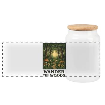 Forest path of hikers - Panoramic Cookie Jar with Wooden Lid - white - Front