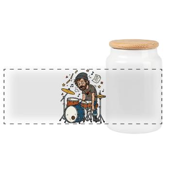 Bateur, fatigué, musicien, humour - Boîte à biscuits avec couvercle en bois - blanc - Devant
