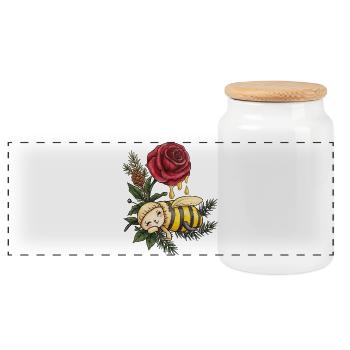 Abeille miel·lière rêvant parmi les roses - Boîte à biscuits avec couvercle en bois - blanc - Devant