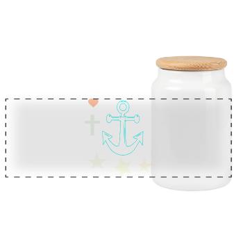 Glowing Anchor with Stars - Panoramic Cookie Jar with Wooden Lid - white - Front