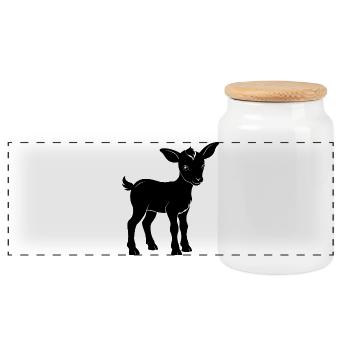Bébé Chèvre - Boîte à biscuits avec couvercle en bois - blanc - Devant