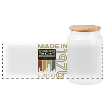 1976 geboren Jahrgang Vintage Geburtstag Geschenk - Panorama Keksdose mit Holzdeckel - Weiß - Vorne