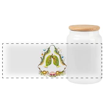Méditation Respiration Nature Conception pulmonaire - Boîte à biscuits avec couvercle en bois - blanc - Devant
