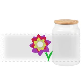 Flower Illustration Flowers Children Child - Panoramic Cookie Jar with Wooden Lid - white - Front
