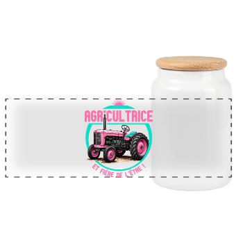 Agricultrice et fière de l’être - design tracteur  - Boîte à biscuits avec couvercle en bois - blanc - Devant