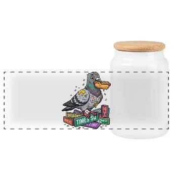 Un pigeon rusé sur une pile de livres - Boîte à biscuits avec couvercle en bois - blanc - Devant
