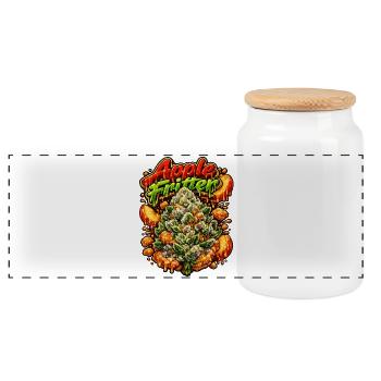 Apfelfritter-Graffiti-Kunstdruck - Panorama Keksdose mit Holzdeckel - Weiß - Vorne