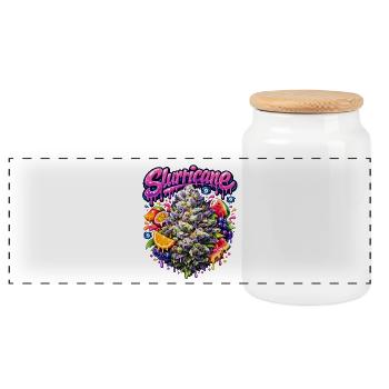 Slurricane Tropical Graffiti Print - Panorama Keksdose mit Holzdeckel - Weiß - Vorne