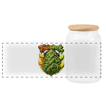 Gravure de graffiti sur un accident de train - Boîte à biscuits avec couvercle en bois - blanc - Devant
