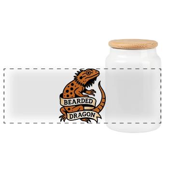 Dragon Barbu Pogona Reptile Illustration - Boîte à biscuits avec couvercle en bois - blanc - Devant