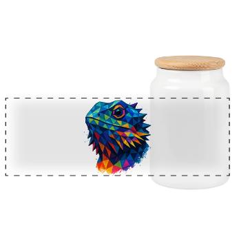 Bartagame Geometrischer Stil Low Poly Blau - Panorama Keksdose mit Holzdeckel - Weiß - Vorne