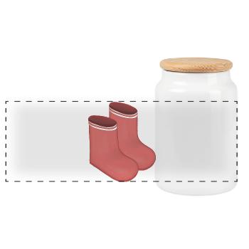 Red Retro Socks Duo - Panoramic Cookie Jar with Wooden Lid - white - Front