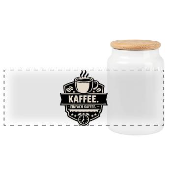 Kaffee. Einfach Kaffee. - Panorama Keksdose mit Holzdeckel - Weiß - Vorne