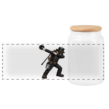 Dabbing Chimney Sweep - Panoramic Cookie Jar with Wooden Lid - white - Front