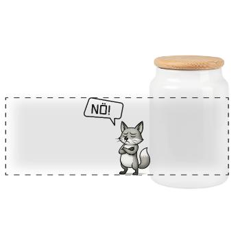 Nope! Fuchs – Clever stubborn person says no - Panoramic Cookie Jar with Wooden Lid - white - Front