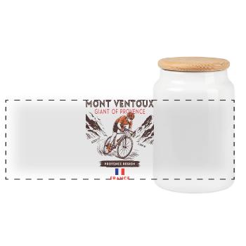 Mont Ventoux Cycling - Road Bike Design - Panoramic Cookie Jar with Wooden Lid - white - Front