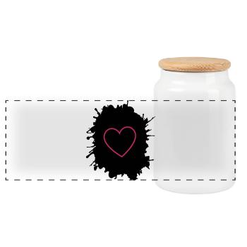 Contour en cœur rose néon sur fond noir - Boîte à biscuits avec couvercle en bois - blanc - Devant