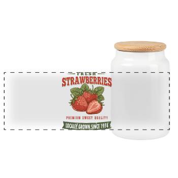Vintage Erdbeer Shirt, Sweet Strawberry Style - Panorama Keksdose mit Holzdeckel - Weiß - Vorne