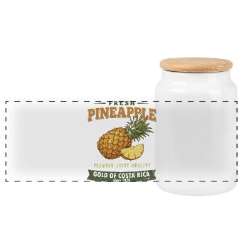 Vintage Ananas Shirt, Tropical Pineapple Style - Panoramic Cookie Jar with Wooden Lid - white - Front