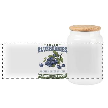 Vintage Blaubeer Shirt, Sweet Blueberry Style - Panorama Keksdose mit Holzdeckel - Weiß - Vorne