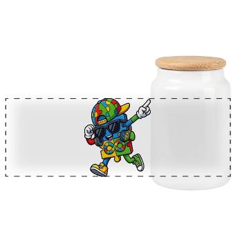 Rainbow Puzzle Mascot - Panoramic Cookie Jar with Wooden Lid - white - Front