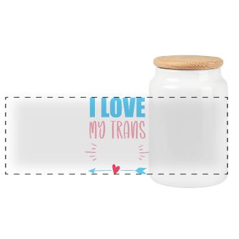 LGBTQ-Pride-Monat – Ich liebe meine trans Tochter - Panorama Keksdose mit Holzdeckel - Weiß - Vorne