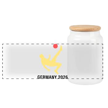 Fußballer 2026 Deutschland Fan - Panorama Keksdose mit Holzdeckel - Weiß - Vorne