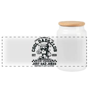 Cadeau Papa 2026 - Club des Papas Cool - Boîte à biscuits avec couvercle en bois - blanc - Devant
