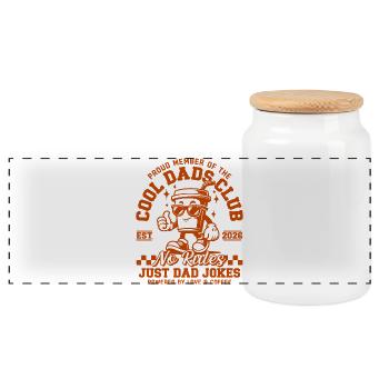 Dad 2026 Gift - Cool Dads Club - Panoramic Cookie Jar with Wooden Lid - white - Front