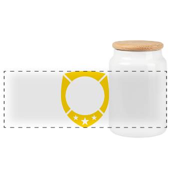 Golden Crest Soccer Ball Emblem - Panoramic Cookie Jar with Wooden Lid - white - Front